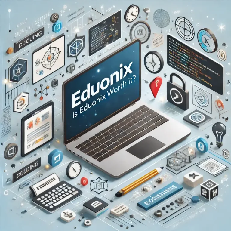 A professional and clean featured image for a blog post about Eduonix online courses. The image includes elements like a laptop or tablet display.webp